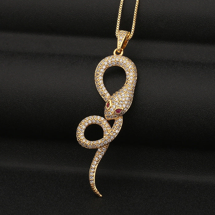Wholesale Copper Inlaid Zircon Snake Necklaces JDC-NE-HX008 Necklaces 鸿禧 DX32-13 Wholesale Jewelry JoyasDeChina Joyas De China