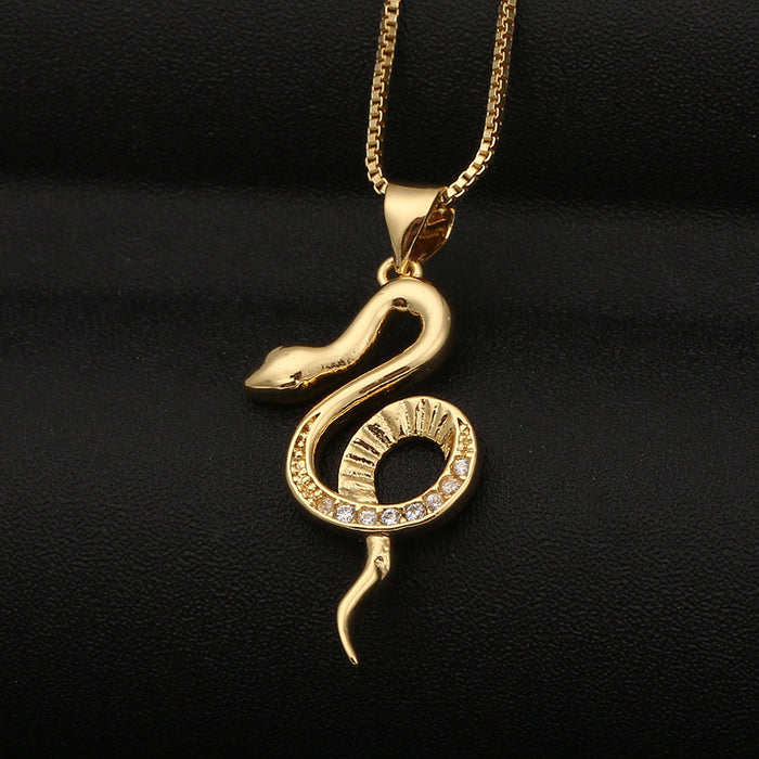 Wholesale Copper Inlaid Zircon Snake Necklaces JDC-NE-HX008 Necklaces 鸿禧 DX32-17 Wholesale Jewelry JoyasDeChina Joyas De China