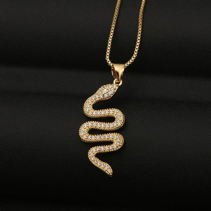 Wholesale Copper Inlaid Zircon Snake Necklaces JDC-NE-HX008 Necklaces 鸿禧 DX32-25 Wholesale Jewelry JoyasDeChina Joyas De China