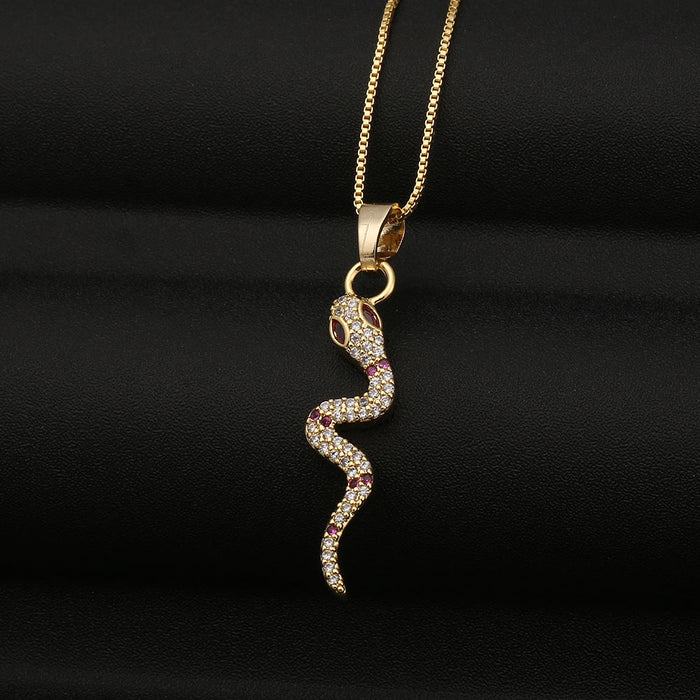 Wholesale Copper Inlaid Zircon Snake Necklaces JDC-NE-HX008 Necklaces 鸿禧 DX32-30 Wholesale Jewelry JoyasDeChina Joyas De China