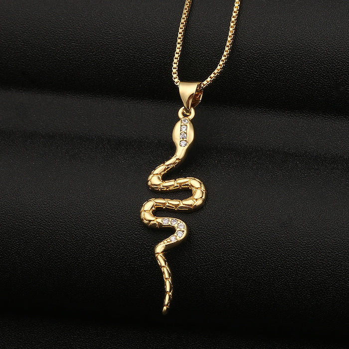 Wholesale Copper Inlaid Zircon Snake Necklaces JDC-NE-HX008 Necklaces 鸿禧 DX32-5 Wholesale Jewelry JoyasDeChina Joyas De China