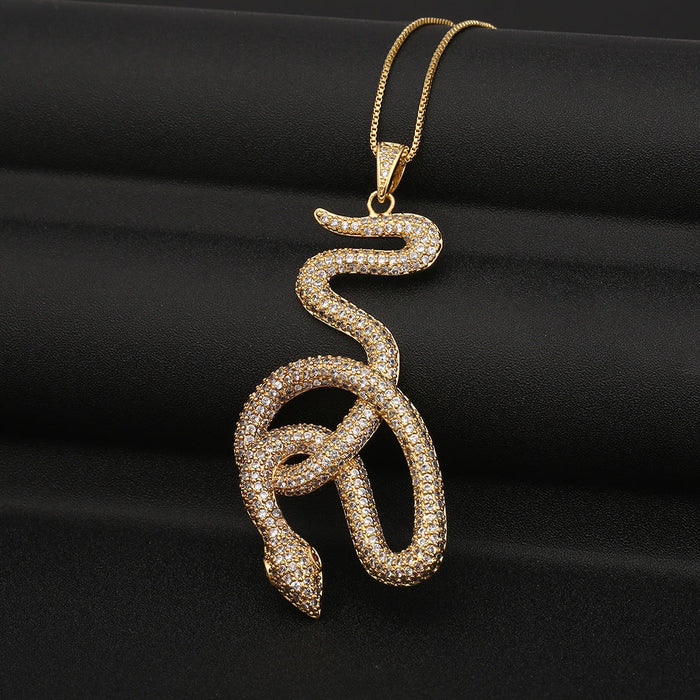 Wholesale Copper Inlaid Zircon Snake Necklaces JDC-NE-HX008 Necklaces 鸿禧 DX32-7 Wholesale Jewelry JoyasDeChina Joyas De China