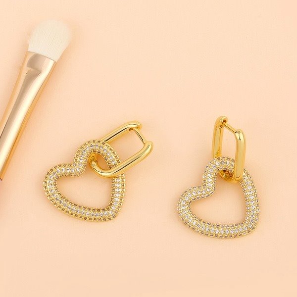 Wholesale copper love gold earrings JDC-ES-AS064 Earrings 翱?N Wholesale Jewelry JoyasDeChina Joyas De China
