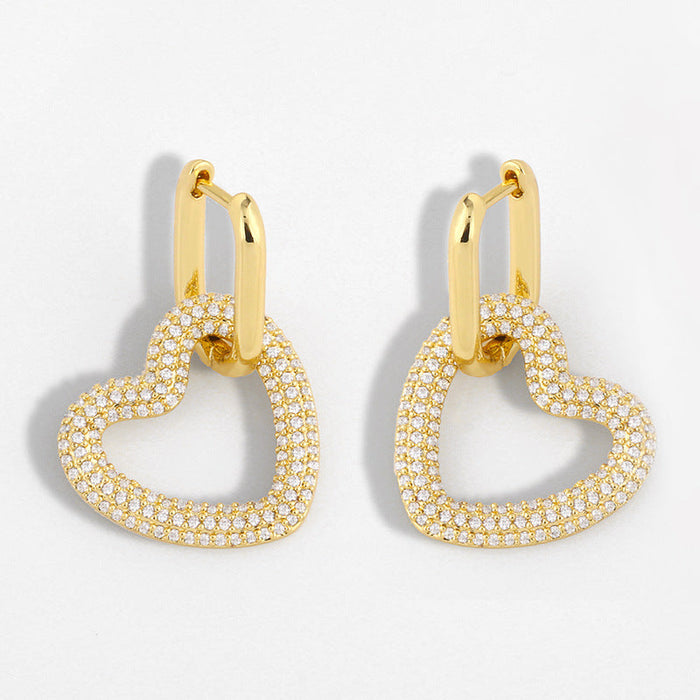 Wholesale copper love gold earrings JDC-ES-AS064 Earrings 翱?N Graph color Wholesale Jewelry JoyasDeChina Joyas De China