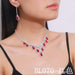 Wholesale Copper Melon Chain Rhinestone Crystal Earrings Necklace Set JDC-NE-JX028 Necklaces 锦希 BL070 red set Wholesale Jewelry JoyasDeChina Joyas De China