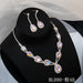 Wholesale Copper Melon Chain Rhinestone Crystal Necklace Earring Set JDC-NE-JX016 Necklaces 锦希 BL090 pink set Wholesale Jewelry JoyasDeChina Joyas De China