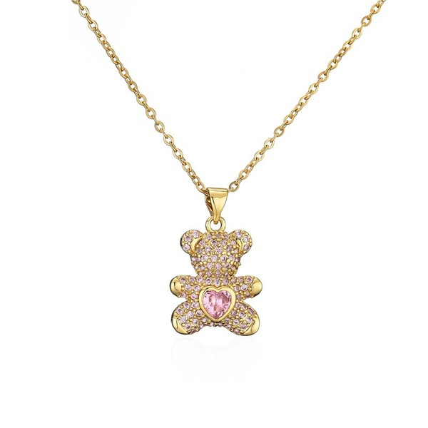 Bulk Jewelry Wholesale copper micro-colored zircon love bear necklaces JDC-NE-ag043 Wholesale factory from China YIWU China