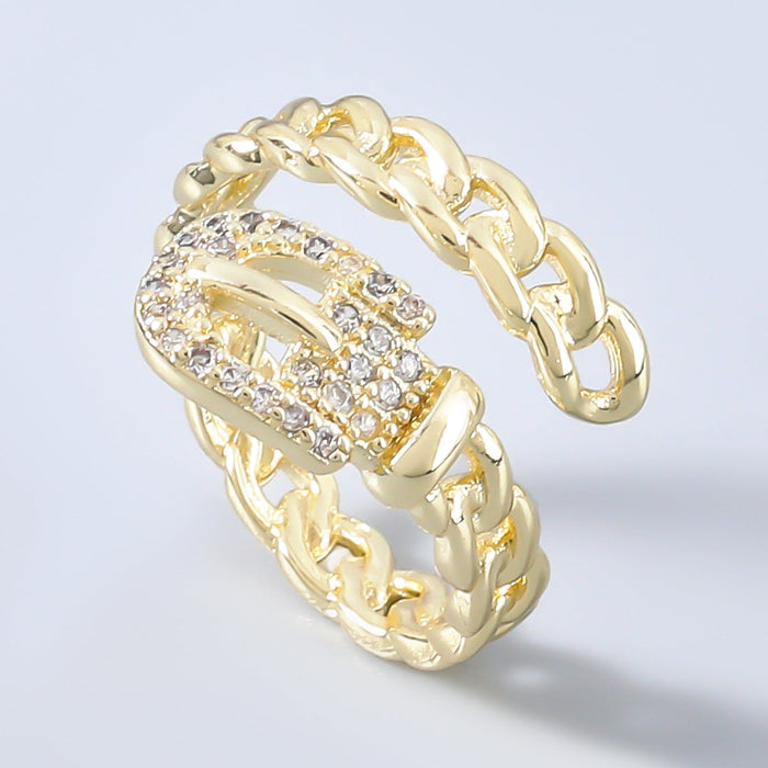 Wholesale copper micro diamond diamond belt ring JDC-RS-JL141 Rings JoyasDeChina golden Wholesale Jewelry JoyasDeChina Joyas De China