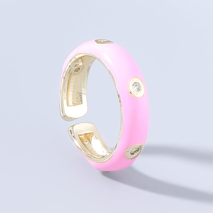 Wholesale copper micro diamond diamond diamond geometric ring JDC-RS-JL135 Rings JoyasDeChina Pink Wholesale Jewelry JoyasDeChina Joyas De China
