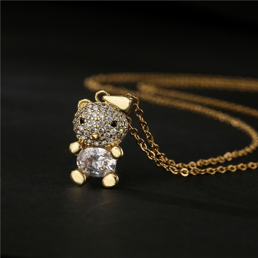 Bulk Jewelry Wholesale copper micro-encrusted AAA zircon cute cartoon cat necklaces JDC-NE-ag045 Wholesale factory from China YIWU China