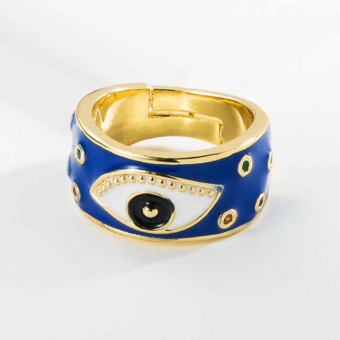 Bulk Jewelry Wholesale copper micro-inlaid drop rhinestone evil eyes rings JDC-RS-JL007 Wholesale factory from China YIWU China