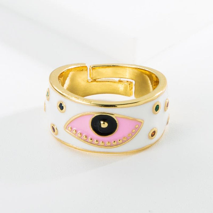 Bulk Jewelry Wholesale copper micro-inlaid drop rhinestone evil eyes rings JDC-RS-JL007 Wholesale factory from China YIWU China