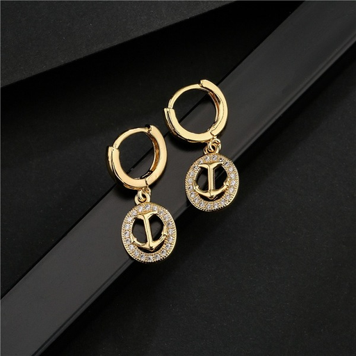 Bulk Jewelry Wholesale copper micro - inlaid zircon anchor earrings JDC-ES-ag136 Wholesale factory from China YIWU China