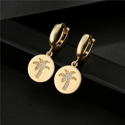 Bulk Jewelry Wholesale copper micro - inlaid zircon coconut disc earrings JDC-ES-ag120 Wholesale factory from China YIWU China