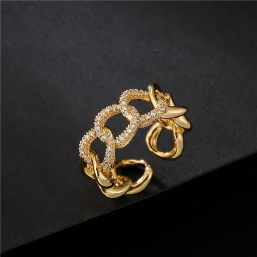 Bulk Jewelry Wholesale copper micro-inlaid zircon Cuban chain opening rings JDC-RS-ag148 Wholesale factory from China YIWU China