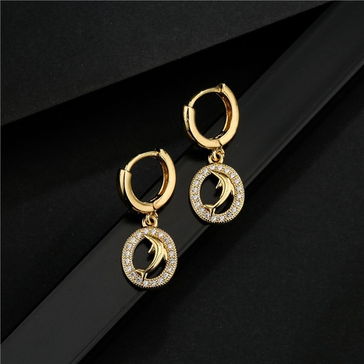 Bulk Jewelry Wholesale copper micro-inlaid zircon dolphin earrings JDC-ES-ag144 Wholesale factory from China YIWU China