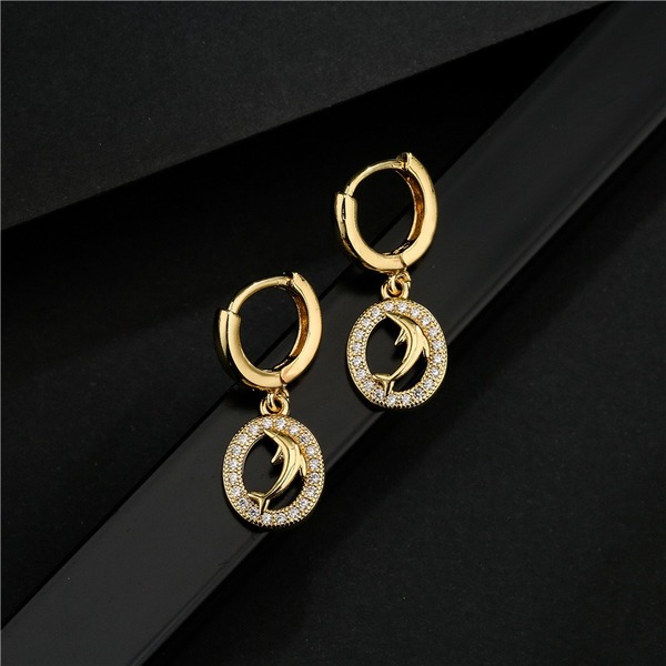 Bulk Jewelry Wholesale copper micro-inlaid zircon dolphin earrings JDC-ES-ag144 Wholesale factory from China YIWU China
