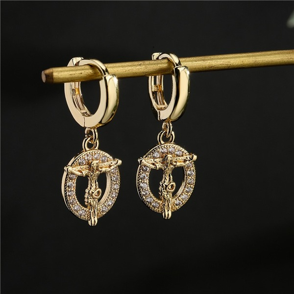 Bulk Jewelry Wholesale copper micro-inlaid zircon Jesus religious earrings JDC-ES-ag124 Wholesale factory from China YIWU China