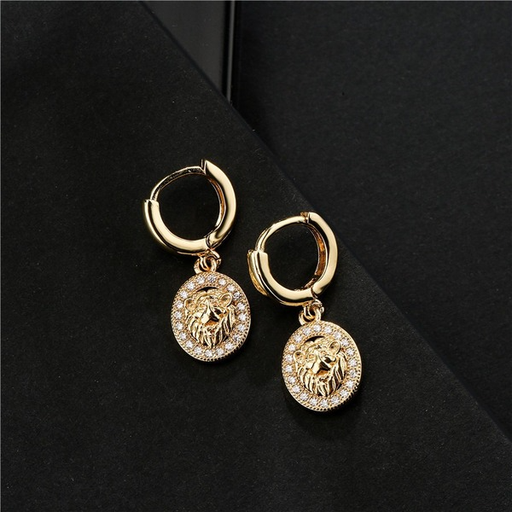 Bulk Jewelry Wholesale copper micro-inlaid zircon lion earrings JDC-ES-ag119 Wholesale factory from China YIWU China