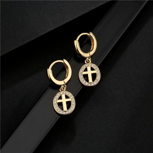 Bulk Jewelry Wholesale copper micro-inlaid zircon religious cross earrings JDC-ES-ag116 Wholesale factory from China YIWU China