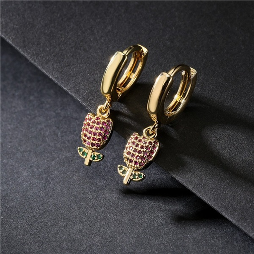 Bulk Jewelry Wholesale copper micro-inlaid zircon rose earrings JDC-ES-ag122 Wholesale factory from China YIWU China