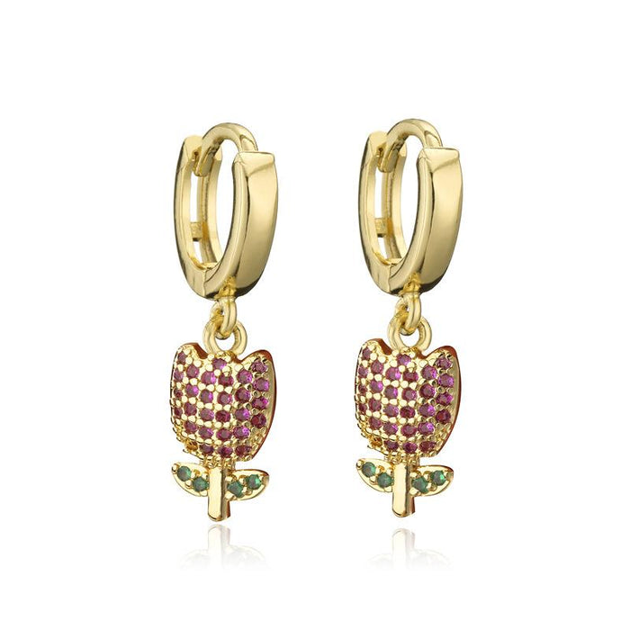 Wholesale copper micro-inlaid zircon rose earrings JDC-ES-ag122 Earrings JoyasDeChina 41008 Wholesale Jewelry JoyasDeChina Joyas De China