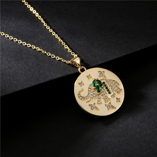 Bulk Jewelry Wholesale copper micro - inset zircon gold disc animal pendant necklaces JDC-NE-ag051 Wholesale factory from China YIWU China