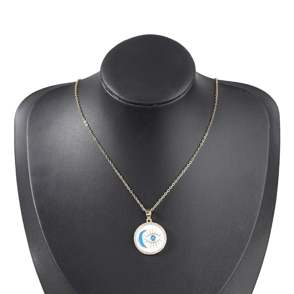 Wholesale Copper Micro Rhinestone Drop Oil Moon Eye Necklace JDC-NE-JL172 Necklaces 氿乐 Wholesale Jewelry JoyasDeChina Joyas De China