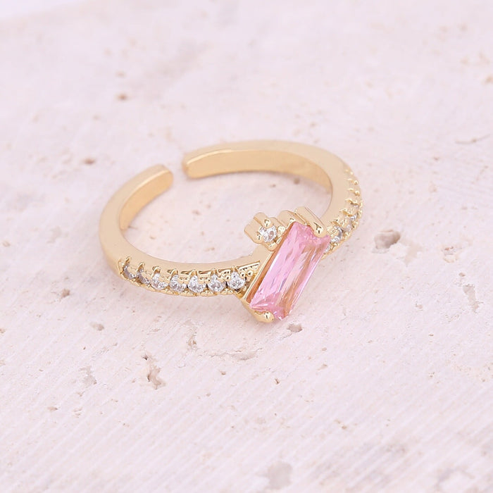 Wholesale Copper Micro Set Zircon Ring Small Daisy Cherry Fish Girl Ring JDC-RS-Bingm008 Rings 冰萌 1# Opening adjustable Wholesale Jewelry JoyasDeChina Joyas De China