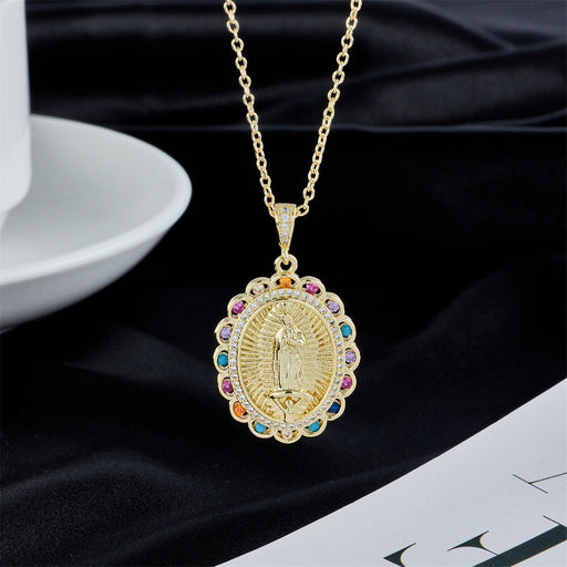 Wholesale copper micro-set zircon Virgin Pendant plated with 18K gold necklace JDC-NE-AG138 Necklaces 澳古 Wholesale Jewelry JoyasDeChina Joyas De China