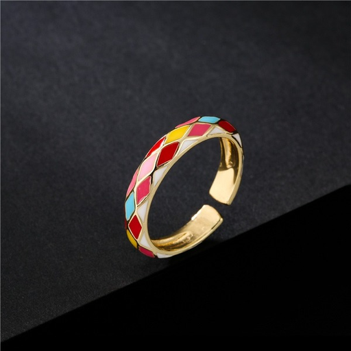 Bulk Jewelry Wholesale copper mixed color drop oil opening rings JDC-RS-ag159 Wholesale factory from China YIWU China