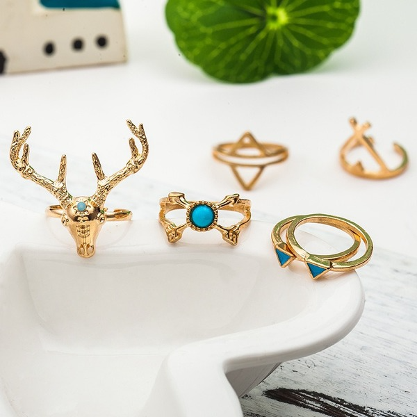 Bulk Jewelry Wholesale copper moose head triangle pine drop oil arrow rings JDC-RS-MH023 Wholesale factory from China YIWU China