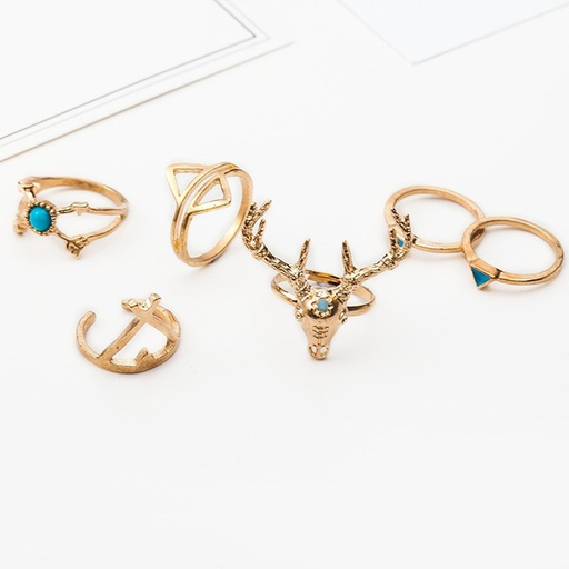 Bulk Jewelry Wholesale copper moose head triangle pine drop oil arrow rings JDC-RS-MH023 Wholesale factory from China YIWU China