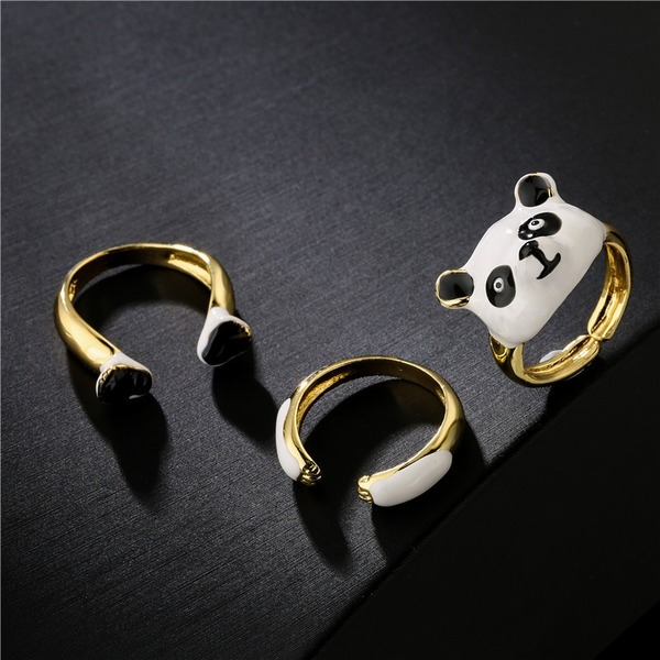 Bulk Jewelry Wholesale copper panda rings JDC-RS-ag154 Wholesale factory from China YIWU China