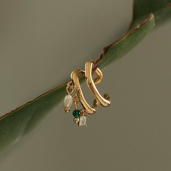 Wholesale Copper Pearl Zircon Ear Clips JDC-ES-YWLY006 Earrings 丽轶 Wholesale Jewelry JoyasDeChina Joyas De China