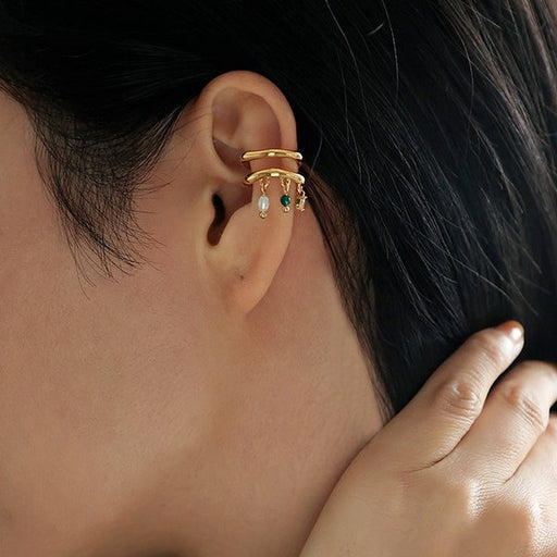 Wholesale Copper Pearl Zircon Ear Clips JDC-ES-YWLY006 Earrings 丽轶 Wholesale Jewelry JoyasDeChina Joyas De China