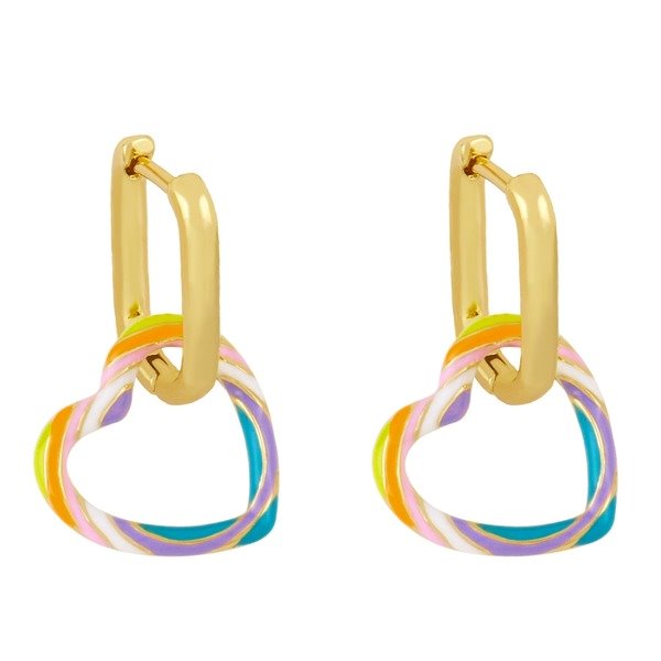 Wholesale copper plated 18k gold color heart-shaped earrings JDC-ES-AS-004 Earrings 翱?N Wholesale Jewelry JoyasDeChina Joyas De China