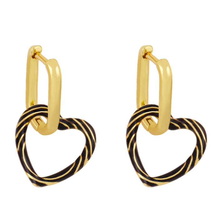 Wholesale copper plated 18k gold color heart-shaped earrings JDC-ES-AS-004 Earrings 翱?N Black Wholesale Jewelry JoyasDeChina Joyas De China