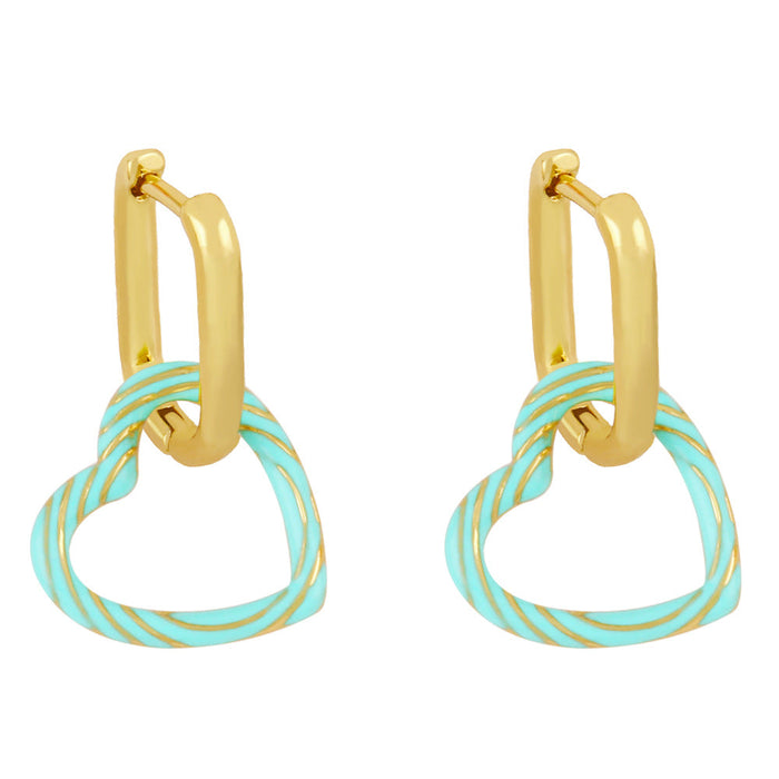 Wholesale copper plated 18k gold color heart-shaped earrings JDC-ES-AS-004 Earrings 翱?N light green Wholesale Jewelry JoyasDeChina Joyas De China