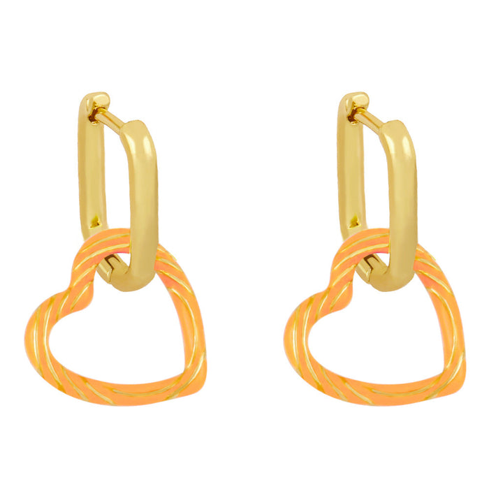 Wholesale copper plated 18k gold color heart-shaped earrings JDC-ES-AS-004 Earrings 翱?N orange Wholesale Jewelry JoyasDeChina Joyas De China