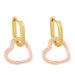 Wholesale copper plated 18k gold color heart-shaped earrings JDC-ES-AS-004 Earrings 翱?N Pink Wholesale Jewelry JoyasDeChina Joyas De China