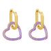 Wholesale copper plated 18k gold color heart-shaped earrings JDC-ES-AS-004 Earrings 翱?N purple Wholesale Jewelry JoyasDeChina Joyas De China