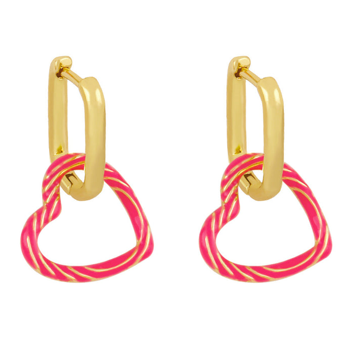 Wholesale copper plated 18k gold color heart-shaped earrings JDC-ES-AS-004 Earrings 翱?N rose red Wholesale Jewelry JoyasDeChina Joyas De China