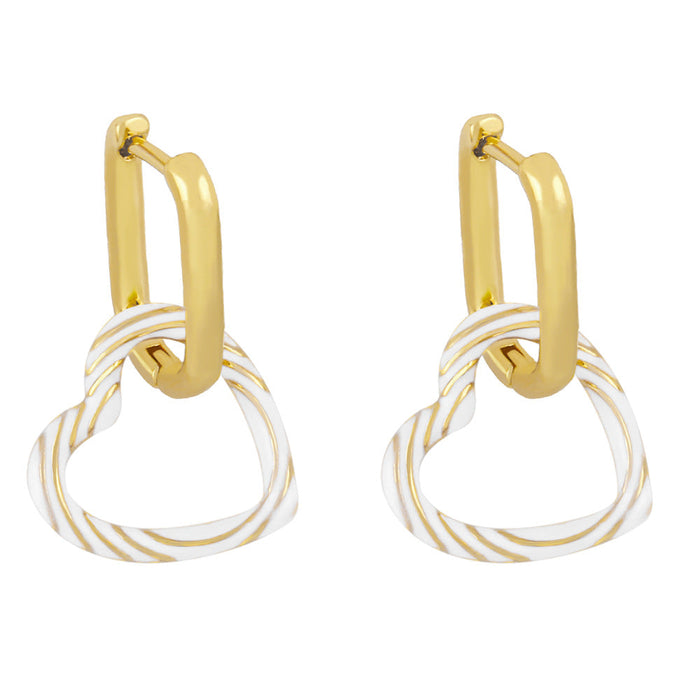 Wholesale copper plated 18k gold color heart-shaped earrings JDC-ES-AS-004 Earrings 翱?N white Wholesale Jewelry JoyasDeChina Joyas De China
