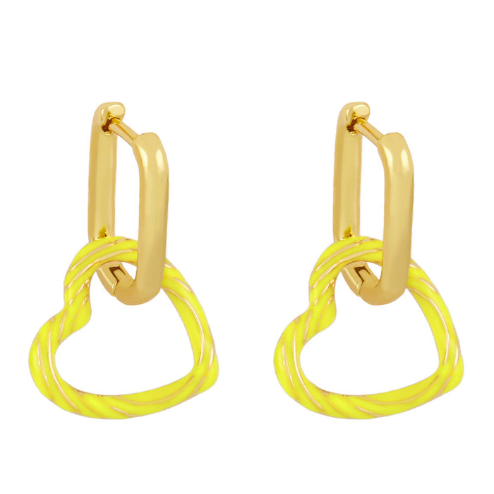 Wholesale copper plated 18k gold color heart-shaped earrings JDC-ES-AS-004 Earrings 翱?N yellow Wholesale Jewelry JoyasDeChina Joyas De China