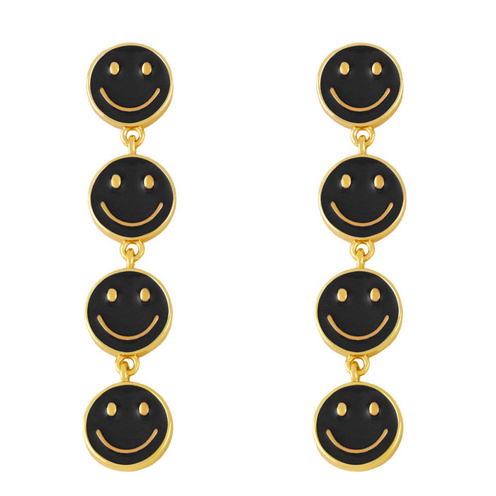 Wholesale copper plated 18k gold color smiley earrings JDC-ES-AS-002 Earrings 翱?N black Wholesale Jewelry JoyasDeChina Joyas De China