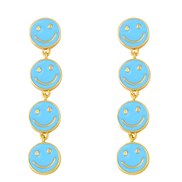 Wholesale copper plated 18k gold color smiley earrings JDC-ES-AS-002 Earrings 翱?N blue Wholesale Jewelry JoyasDeChina Joyas De China