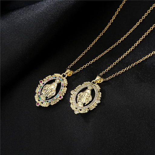 Wholesale copper plated 18K gold micro-encrusted zircon Virgin Necklace JDC-NE-AG142 Necklaces 澳古 Wholesale Jewelry JoyasDeChina Joyas De China