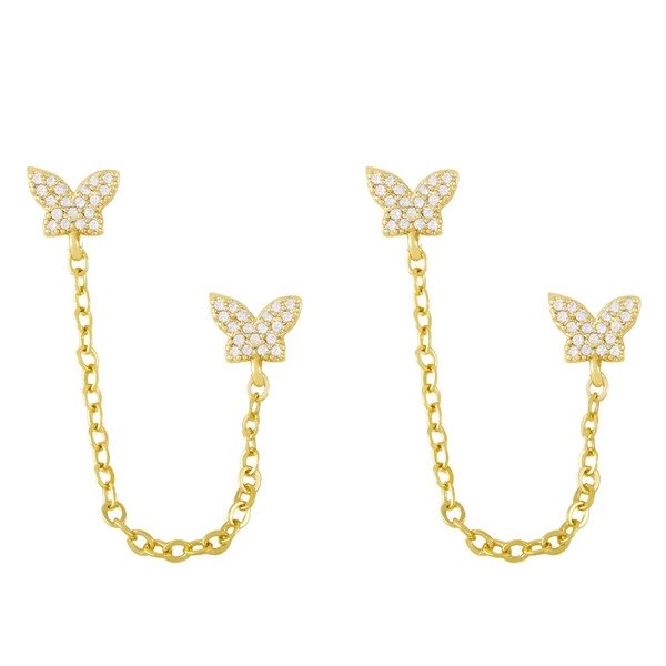 Wholesale Copper Plated 18K Gold Zircon Butterfly Earrings JDC-ES-AS-008 Earrings 翱?N Wholesale Jewelry JoyasDeChina Joyas De China