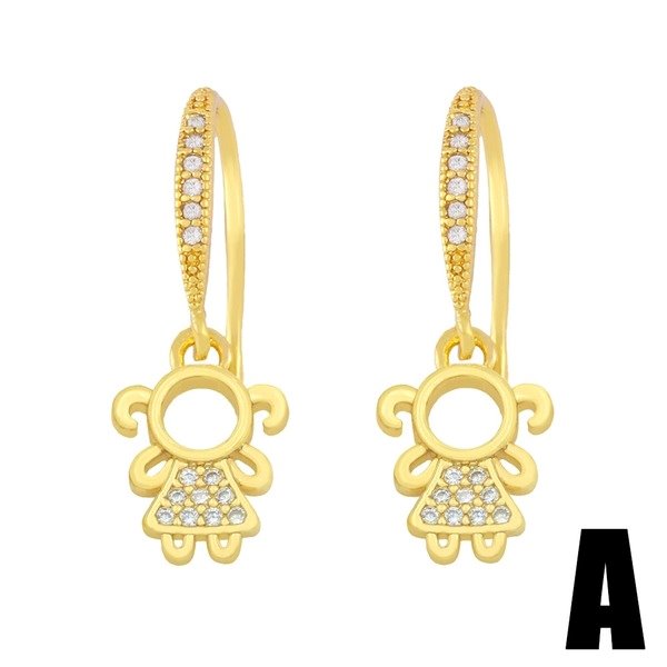 Wholesale Copper Plated 18K Gold Zircon Earrings JDC-ES-AS-014 Earrings 翱?N Wholesale Jewelry JoyasDeChina Joyas De China